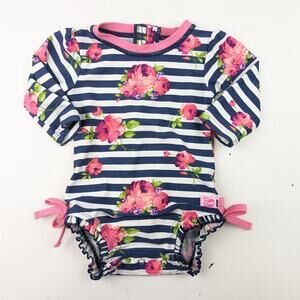 Rufflebutts Navy Stripe/Floral Swimsuit